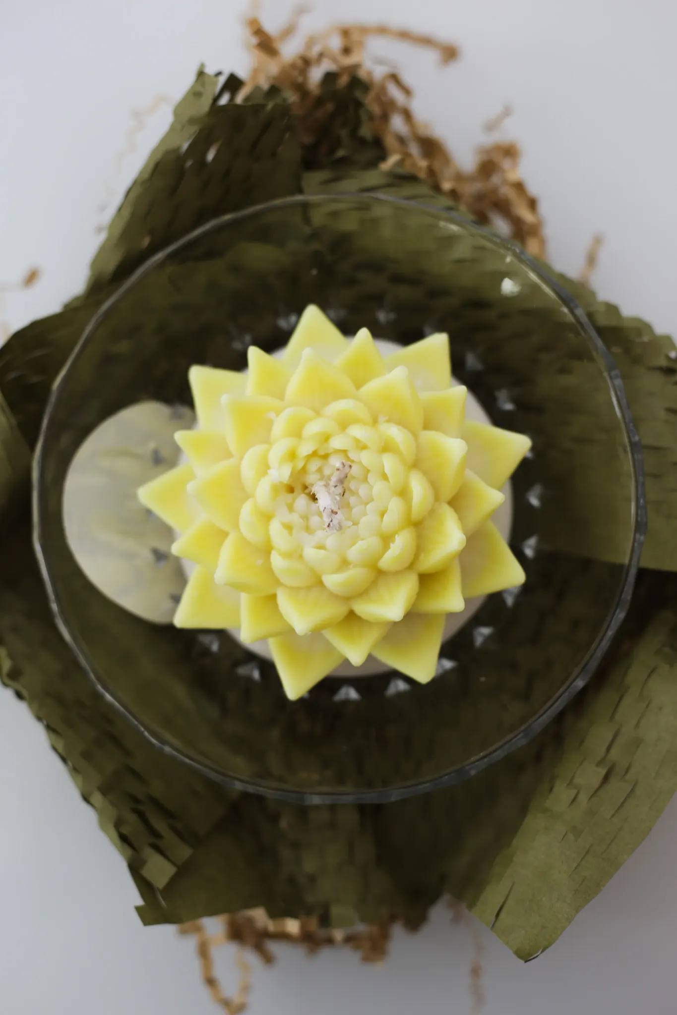 Intricate blooming lotus candle