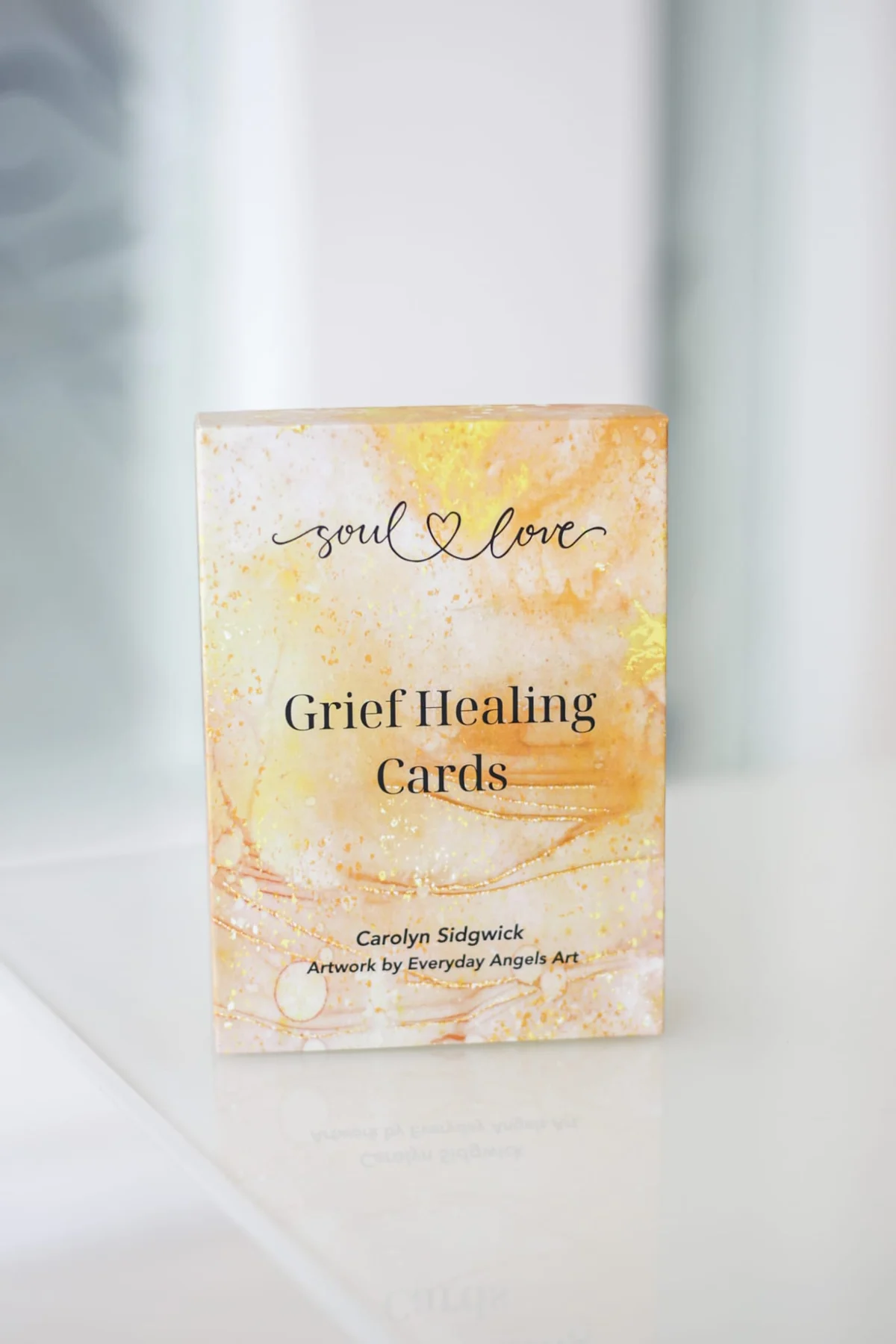 Soul Love Grief Healing Cards product box with a warm watercolor cover