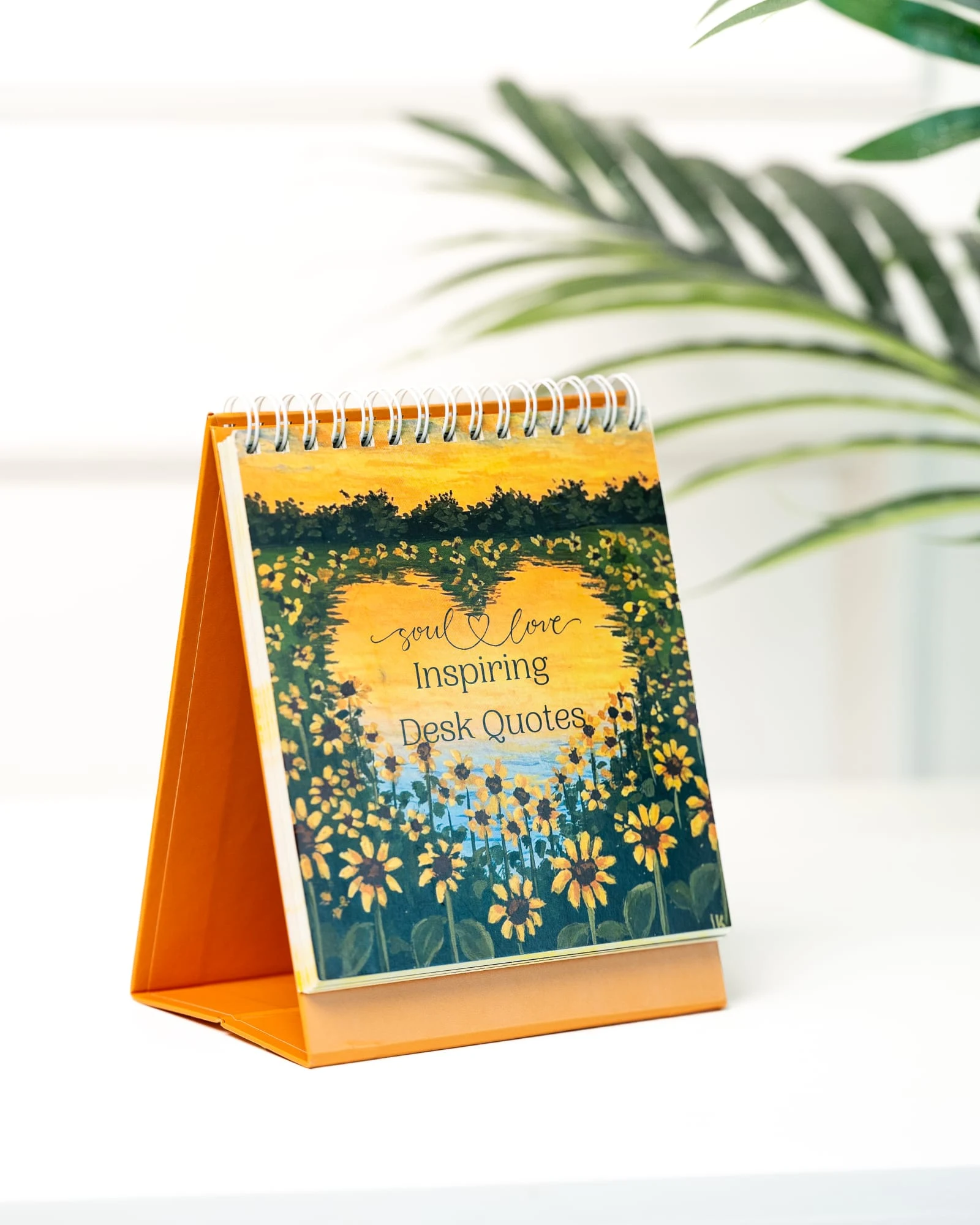 Soul Love Inspiring Desk Quotes spiral-bound display with a sunflower field cover